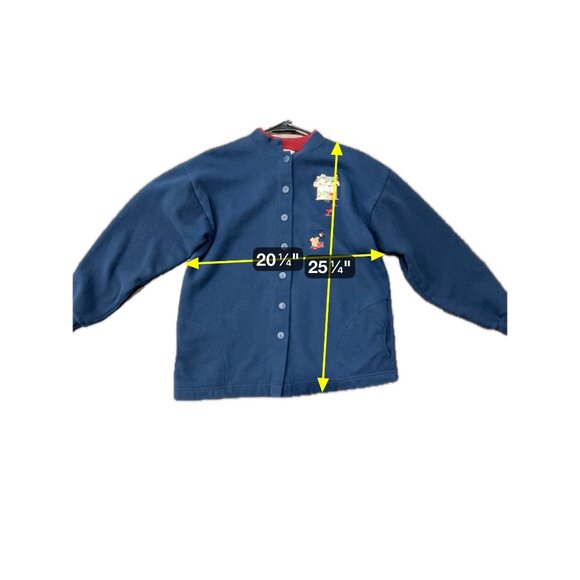 Vintage Top Stitch Navy Cardigan Sweater Embroidered Apple Orchard Sz M Grandma - Picture 8 of 10